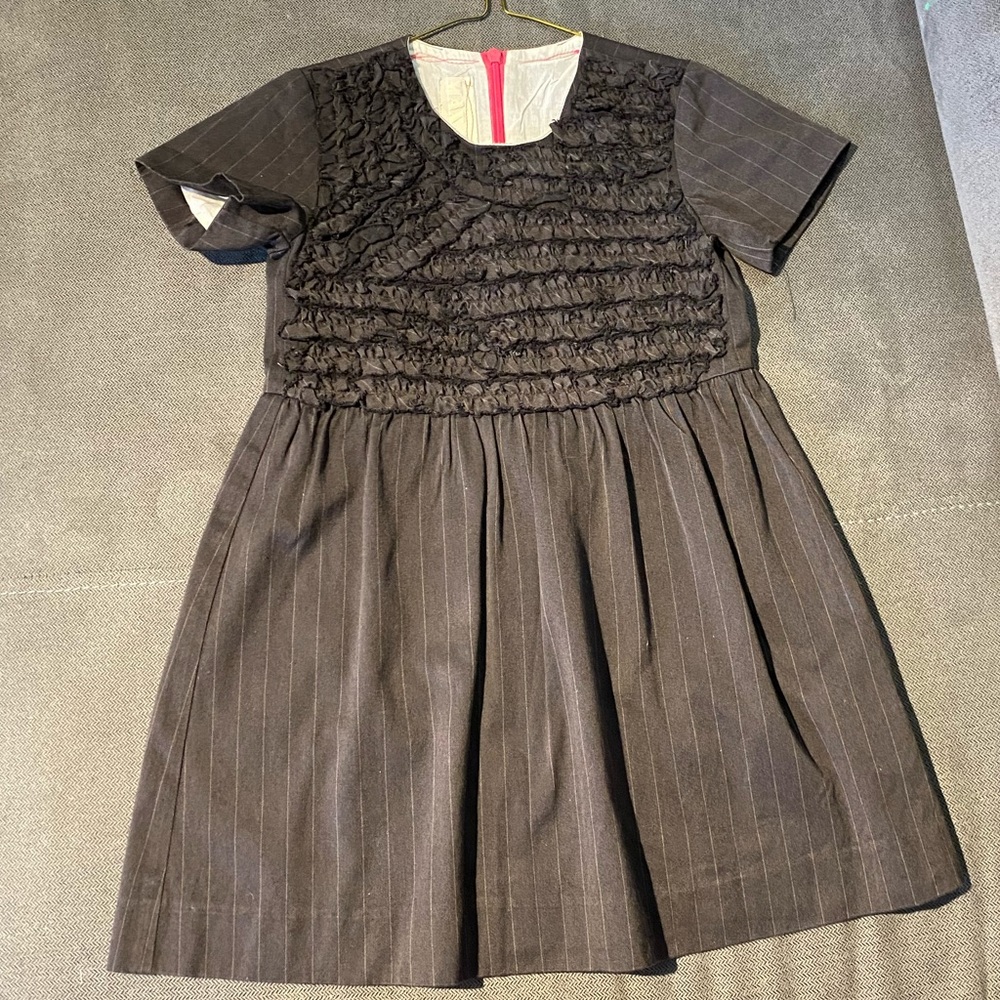 Max and Lola Black Pinstripe Girls Dress